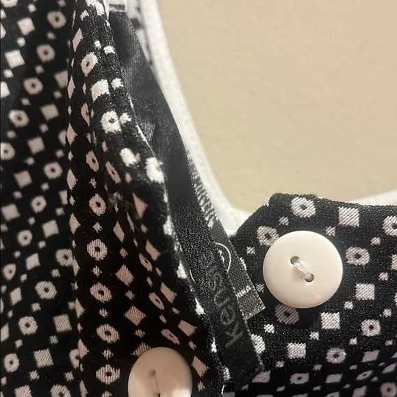 Kensie Button Down Black and White Polka Dot Skater Dress Small - Picture 4 of 5